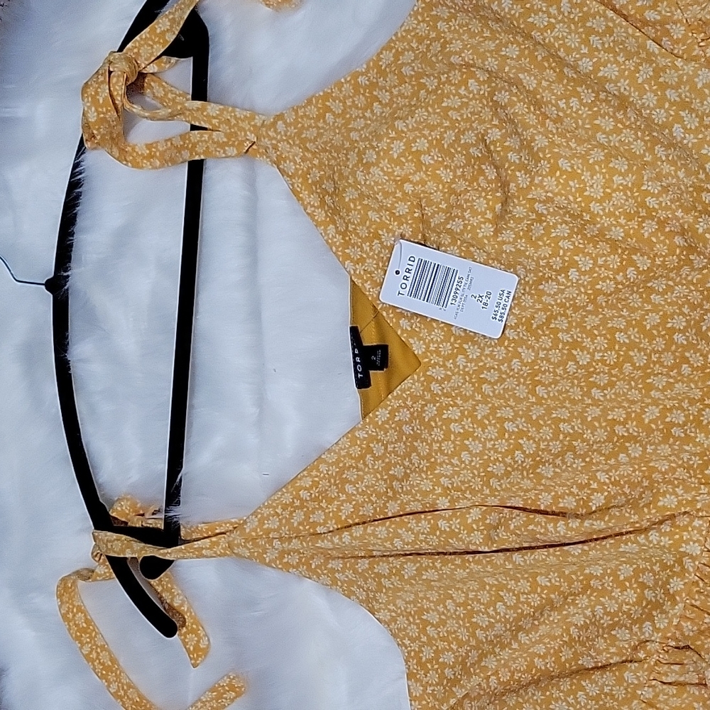 torrid Yellow Floral Tie-Shoulder Mini Dress - Picture 4 of 4